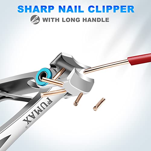 Nail Clippers for Men Thick Nails, Toenail Clippers with Wide Jaw for Thick Toenails, Angled Large Mess Free Toe Nail Clippers with Catcher, Heavy Duty Fingernail Clipper Cutter for Seniors