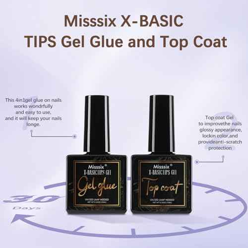 Misssix French Tip Press On Nails, 150Pcs French Gel Nail Tips, Short Square Soft Gel Fake Nails, X-BASIC Tips Starter Kit for Nail Art DIY 15 Sizes