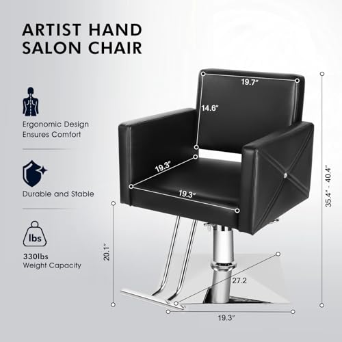 Artist Hand Salon Chair - Heavy Duty Hydraulic Pump, 330 Lbs