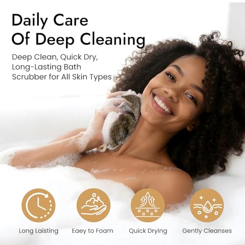 African Net Sponge 5-piece exfoliating Scrub is Suitable for All Skin Types,Bath Sponge for The face and Body, Durable and Gently Exfoliation