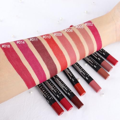 8Pcs Matte Lipstick Set - Velvet Crayon Lip Color Collection