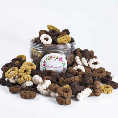 Small Hair Ties for Toddler Gilrs,Adult's Fine Hair,120pcs,No Damage Mini Hairties for Kids,Children,Soft Cotton Tiny Hair Tie,Seamless,Won't Pull Out (Brown)