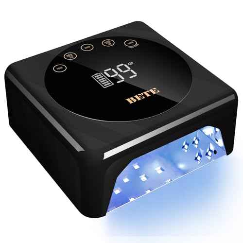 BETE Cordless LED Nail Lamp, 78W Rechargeable UV Nail Light, Intelligent Infrared Sensor and LCD Display Curing Nail Lamp, Portable Nail Dryer Gel Polish Light with 5 Timer Setting Black
