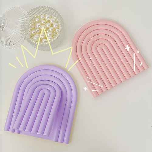 Arch Shaped Makeup Mirror for Desk Vanity Mirror for Bedroom,Living Room and Minimal Spaces Room Decor Home Decorations (Purple)