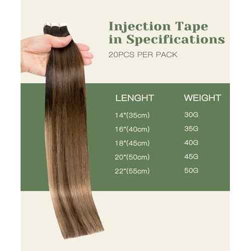 SURNEL Injected Seamless Tape in Hair Extensions 14 Inch Natural Black to Medium Brown and Caramel Blonde Invisible Tape in Extensions 20 Pcs 30g(#1B427,14)