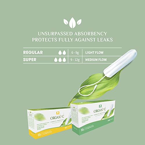 Organyc 100% Organic Cotton Tampons, No Applicator, 16ct