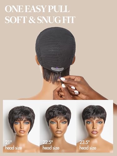 LUVME HAIR 5-Inch Short Pixie Cut Wig with Bangs - Glueless & Skin-Friendly