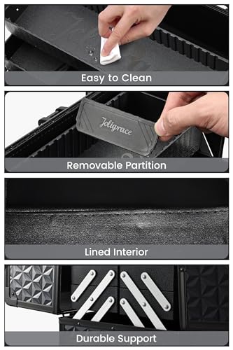 Joligrace Makeup Train Case with Aluminum Storage & Lock