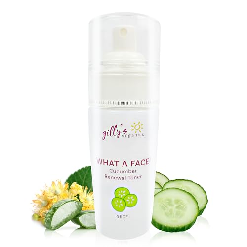 Made in USA Cucumber & Witch Hazel Toner Spray for Face ? Gilly¡¯s Organics Natural Astringent with Aloe & Tea Tree ? Pore Minimizer, Acne Mist, Hydrating Primer & Moisturizer, 3 fl oz