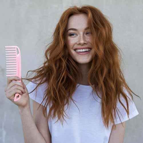 Cricket Ultra Smooth Coconut Detangler Comb - Infused with Coconut Oil & Keratin for Frizz-Free Shine, Gentle on Wet & Dry Hair, Extended Handle for Thick & Curly Hair - Pink