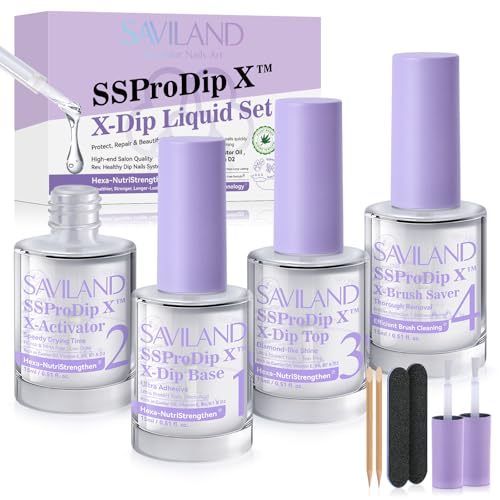 Saviland HEMA-Free Dip Powder Liquid Set - Base, Activator & Top Coat