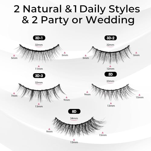 Magnetic Eyelashes Kit with Eyeliner - 5 Pairs, 10-Magnet