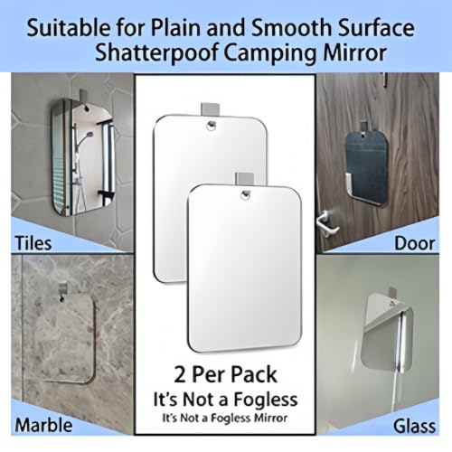 2-Pack Shatterproof Shower Mirror 11 x 8 In - Shaving & Travel