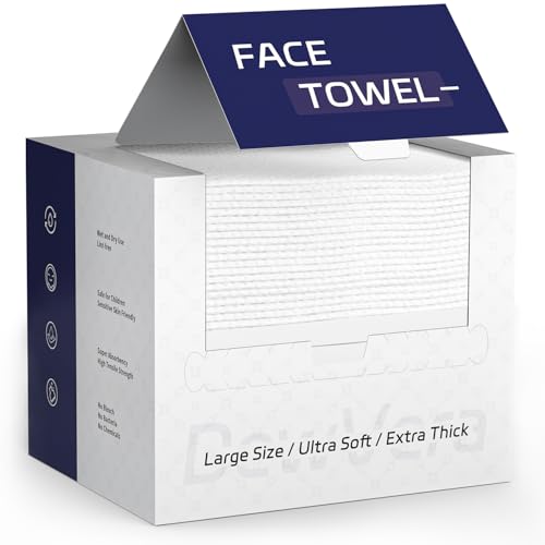 Disposable Facial Towels, Soft and Highly Absorbent, Thick and Large-Sized, Lint-Free Cleansing Cloths for Daily Cleansing and Makeup Removal, 50 Count.