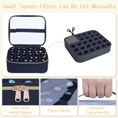 Nail Polish Organizer Case - Holds 30 Bottles with Clear Lid