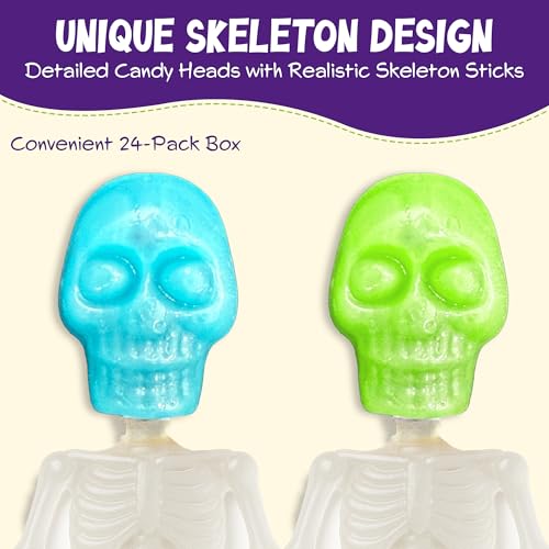 Skeleton Lollipops - 24 Individually Wrapped Halloween Candy