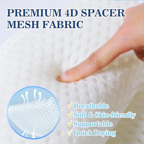 Bath Pillow with 4D Mesh Fabric & Suction Cups - Neck & Back Support