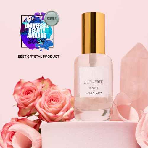 DefineMe Rose Quartz Crystal Infused Natural Perfume Mist, Floret Scent, 0.95 FL OZ, Award Winner 2024 Universal Beauty Awards