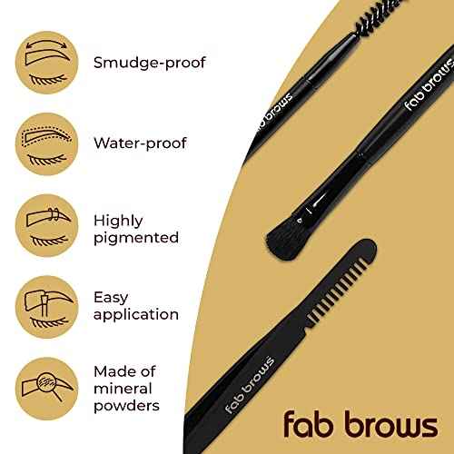 Fab Brows LUX Duo Stencil Eyebrow Kit - The Ultimate Brow Stencil Kit with Duo Brow Powder, Highlighter Powder, Stencil Shapes, Eyebrow Tools & Mirror - Eyebrow Stencil Kit Makeup - Light Brown/Medium