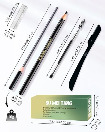 12-Piece Waterproof Eyebrow Pencil Set with Microblading Tips