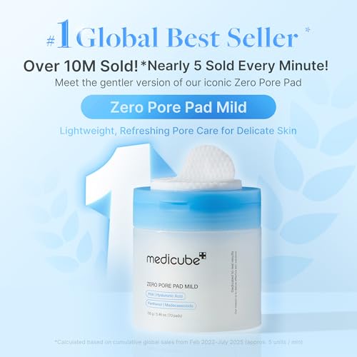Medicube Zero Pore Pads Mild 70 Count - Gentle Exfoliating Toner for Sensitive Skin