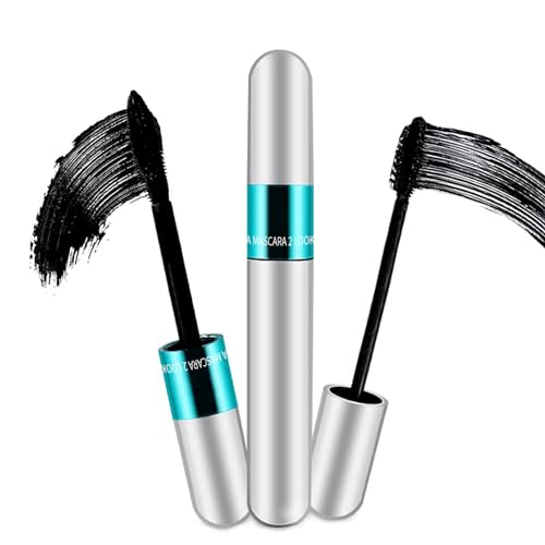 2 Pack 4D Silk Fiber Mascara - 5x Longer, Waterproof Black