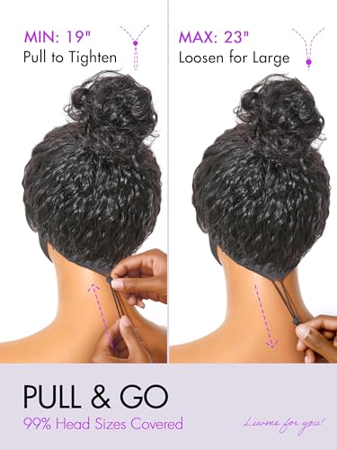 LUVME Hair 16-Inch Water Wave Lace Front Wig, 13x4 Invisi Drawstring Cap, Virgin Human Hair Pre-Plucked