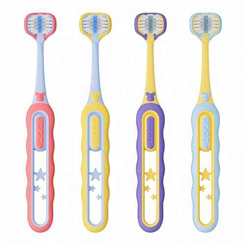 EASICUTI Soft Toddler Toothbrushes, Efficient 3 Sided Toothbrush, Baby Toothbrush 12 Months and up, Infant Toothbrush, Toddler Training Tooth brush for Ages 1-8 Years, Cleans All Sides-4 Pack (Patent)