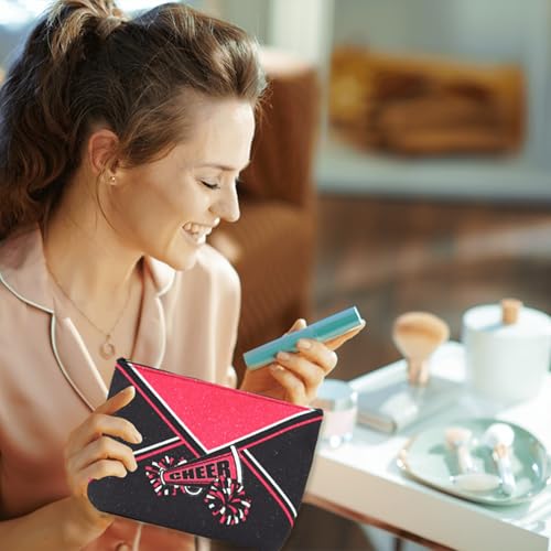 Cheerleader Makeup Bag Canvas Cosmetic Organizer RoseRed