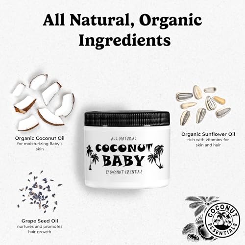 Organic Coconut Baby Oil for Cradle Cap & Sensitive Skin - 2 fl oz