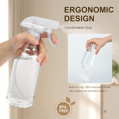 Plastic Spray Bottles 2-Pack 16.9oz Mist & Stream Heavy Duty