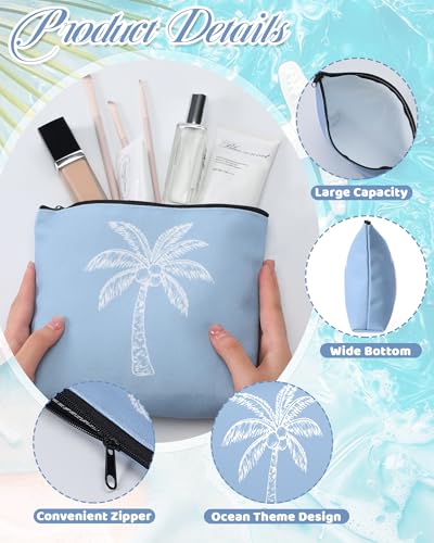 Coastal Ocean Themed Cosmetic Bag Set - 10 Pcs Beach Inspired Makeup & Toiletry Pouches