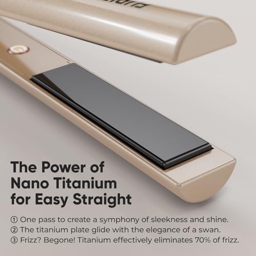 FURIDEN Nano Titanium Flat Iron - One Pass to Achieve a Silky, Shiny, Sleek Look | Add 85% of Shine | Eliminates 70% of Frizz