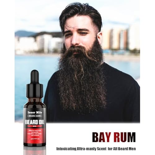 ISNER MILE Beard Oil Kit Stocking Stuffers: Gifts for Men Him Dad Boyfriend, Mustaches Conditioner - Soften - Strength with Sandalwood, Bay Rum, Vanilla, Cologne, Unscented, Beard Grooming and Care