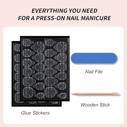 48Pc White French Tip Press On Nails Short Square Bow