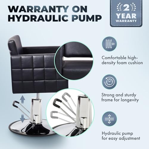 Buy-Rite Icon Salon Styling Chair Black Quilted Hydraulic
