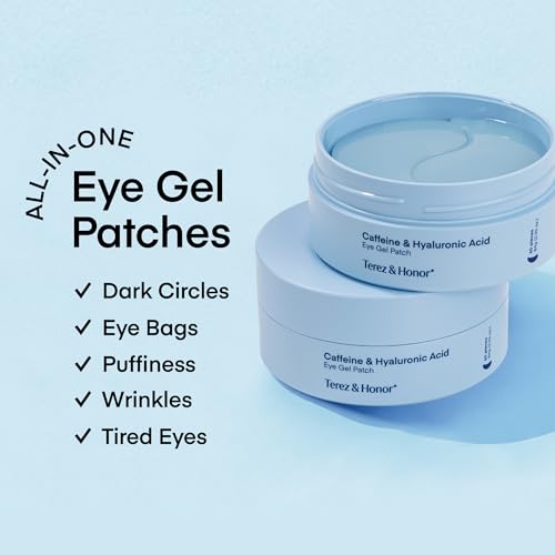 TEREZ & HONOR Under Eye Patches for Dark Circles with 8% Caffeine Eye Cream - Eye Care 2 Step Kit, Dermatologist Tested Korean Skincare Formula, 60 Pcs + 20mL