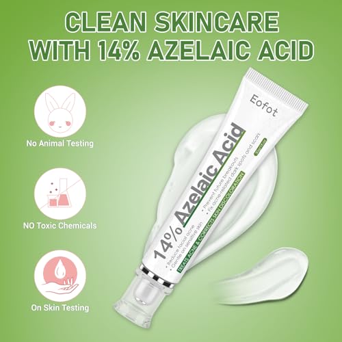14% Azelaic Acid Acne Cream, Azelaic Acid For Face, Helps Improve the Appearance of Acnes - Azalecic Acids Acido Azelaico, 1 Fl Oz