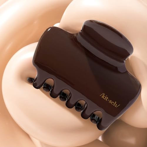 Kitsch Recycled Plastic Puffy Claw Clip - 3.15 Inch Hair Clip, Chocolate