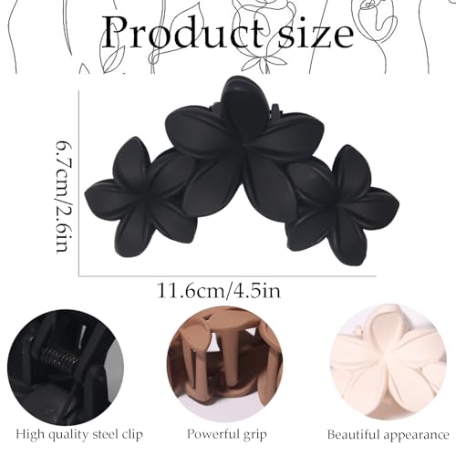 Flower Hair Clips Hawaiian Matte Hair Clips Cute Hibiscus Flower Large Claw Clips Strong Hold Non-Slip Hair Accessories for Women Girls Styling Beach Claw Clip for Thick Thin Hair Barrettes 4Pcs