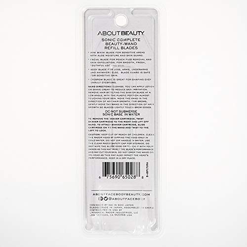 About Beauty Sonic Complete Beauty-Wand Refill Blades for Exfoliating, 4 Pack - Facial, Bikini, Brow & Body Use