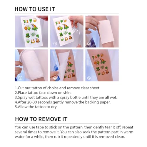 St Patrick's Day Temporary Tattoos - 20 Sheets Shamrock
