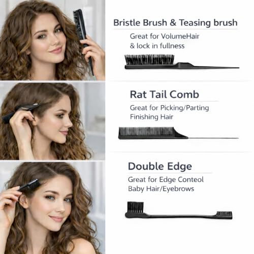 FJMYRXY Curly Hair Detangler Brush Set - 4-in-1 for All Hair Types