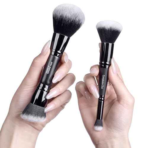 Bueart Design Dual Ended Cream Powder Brush and Complexion Duo Foundation Concealer Brush For Foundation, Setting Powder, Blush, Bronzer, Concealer M4