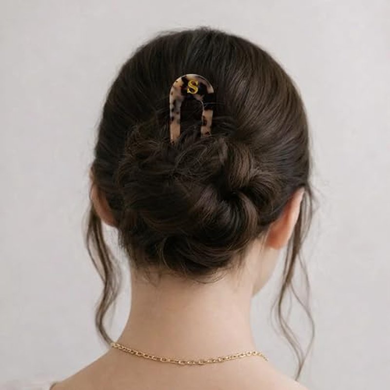 Personalized French Hair Pin Set for Women - 5.3 Inch Tortoise Shell