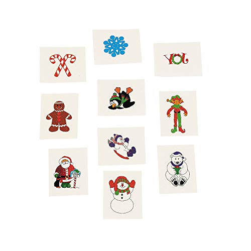 Holiday Glitter Temporary Tattoos for Kids, 72-Pack