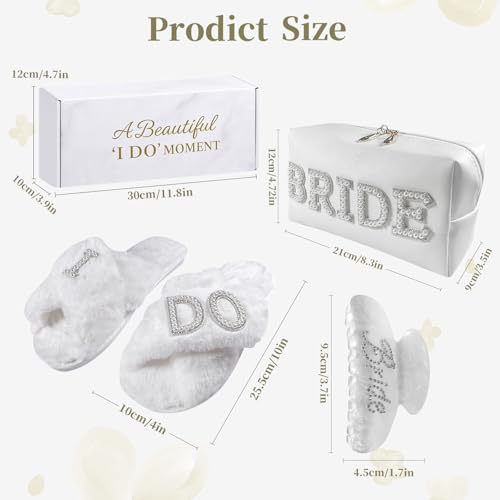 Easter Bride To Be Gift Set, Bridal Shower Gifts, Wedding Gifts for Bride, Bachelorette Gifts for Bride, Engagement Gift for Her, Bachelor Party Gifts, Makeup Bag, I DO Slippers, Hair Clip