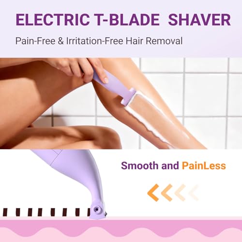 Bikini Trimmer for Women, 3-in-1 Painless Womens Electric Razors & Pubic Hair Trimmer, Waterproof Womens Shaver with Ceramic Blades, USB Rechargeable Lady Groomer for Legs Underarm Face,Violet