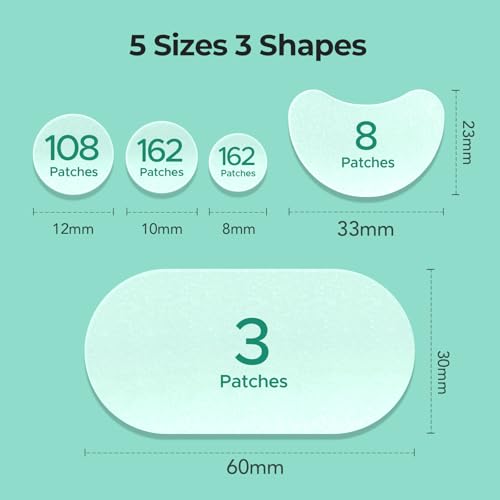 TKTK 443 Hydrocolloid Acne Patches, 5 Sizes Pimple Stickers