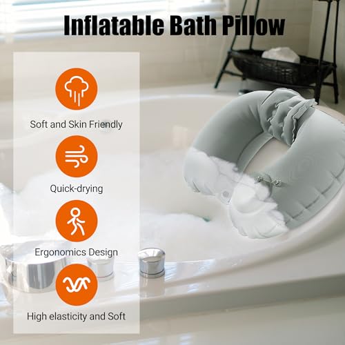 Inflatable Neck Pillow for Travel & Bath - U-Shaped Support
